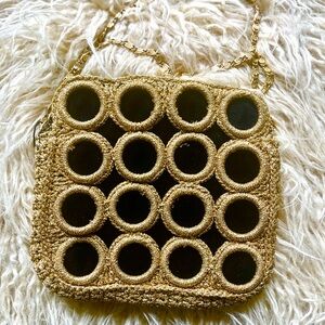 Vintage Rosenthal Gold and Black Circle Design Clutch